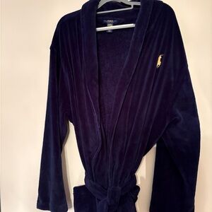 Polo Ralph Lauren Men's Sleepwear Soft Cotton Kimono Velour Robe Blue Sz XL